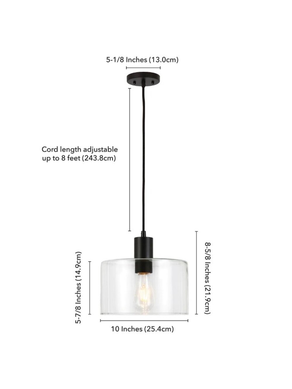 New Henri 10" Wide Pendant Glass Shade Blackened Bronze/Clear Modern Open Box